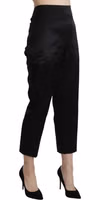 Black High Waist Straight Cropped Dress Trouser Pants 4