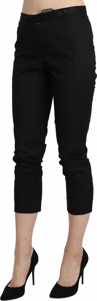 Black High Waist Skinny Cropped Dress Trouser Pants