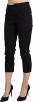 Black High Waist Skinny Cropped Dress Trouser Pants 1