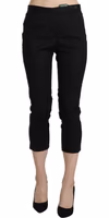 Black High Waist Skinny Cropped Dress Trouser Pants 3
