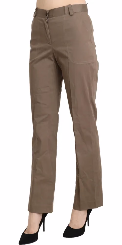Brown High Waist Straight Dress Trouser Pants