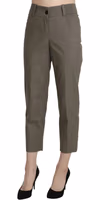 Gray High Waist Cropped Dress Trouser Pants 1
