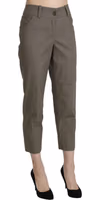Gray High Waist Cropped Dress Trouser Pants 4