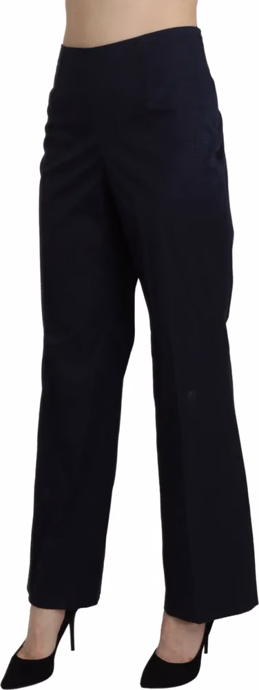 Navy Blue High Waist Straight Dress Trouser Pants