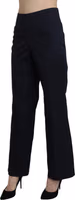 Navy Blue High Waist Straight Dress Trouser Pants 1
