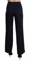 Navy Blue High Waist Straight Dress Trouser Pants 2