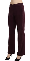 Purple Suede High Waist Straight Trouser Pants 1