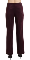 Purple Suede High Waist Straight Trouser Pants 2