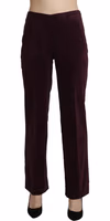Purple Suede High Waist Straight Trouser Pants 3