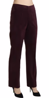 Purple Suede High Waist Straight Trouser Pants 4