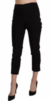 Black High Waist Skinny Cropped Dress Trouser Pants 1