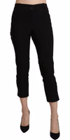 Black High Waist Skinny Cropped Dress Trouser Pants 3