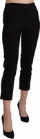 Black High Waist Skinny Cropped Dress Trouser Pants 4