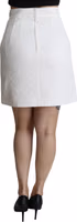 White Floral High Waist Mini Brocade Skirt 2
