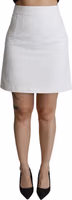 White Floral High Waist Mini Brocade Skirt 3