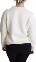 White Floral Wool Pullover Sunflower Sweater 4
