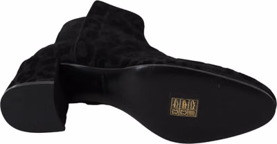 Black Leopard Short Boots Zipper Shoes