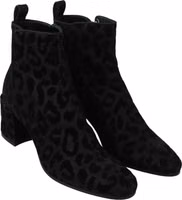 Black Leopard Short Boots Zipper Shoes 4