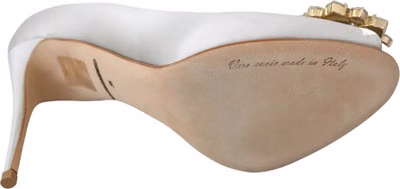 White Crystals Peep Toe Heels Satin Pumps Shoes