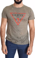 Brown Cotton Stretch Logo Print Men Casual Perforated T-shirt 3