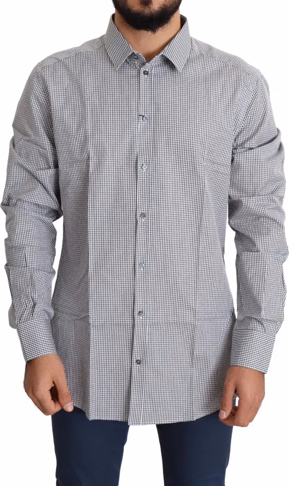 Black White Checkered GOLD Dress Cotton Shirt