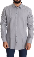 Black White Checkered GOLD Dress Cotton Shirt 1