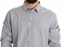 Black White Checkered GOLD Dress Cotton Shirt 4