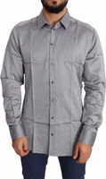 Gray Cotton Men Formal GOLD Dress Shirt 1