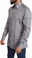 Gray Cotton Men Formal GOLD Dress Shirt 2