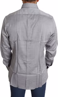 Gray Cotton Men Formal GOLD Dress Shirt 3