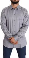Gray Cotton Men Formal GOLD Dress Shirt 4