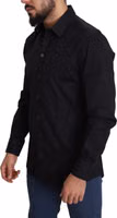 Black Cotton Stretch Formal GOLD Dress Shirt 2