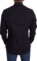 Black Cotton Stretch Formal GOLD Dress Shirt 3