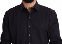 Black Cotton Stretch Dress SICILIA Shirt 3