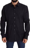 Black Cotton Stretch Dress SICILIA Shirt 5