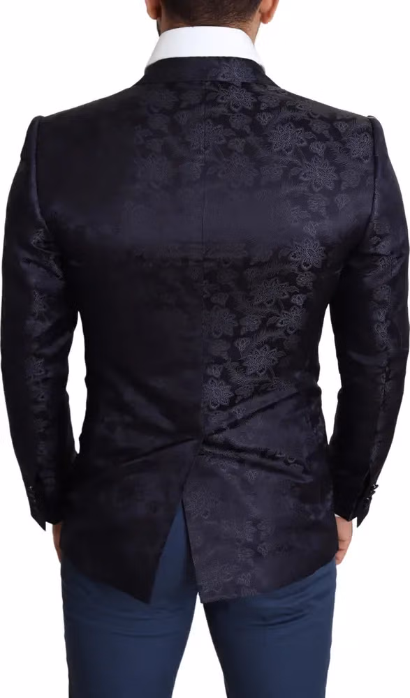 Blue Floral Jacquard Silk Coat MARTINI Blazer