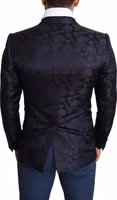 Blue Floral Jacquard Silk Coat MARTINI Blazer 1