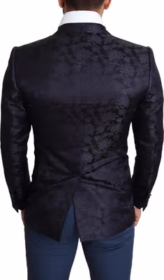Blue Floral Jacquard Silk Coat MARTINI Blazer