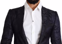 Blue Floral Jacquard Silk Coat MARTINI Blazer 2