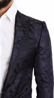Blue Floral Jacquard Silk Coat MARTINI Blazer 3