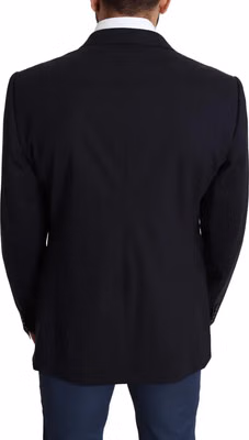 Dark Blue Wool Stretch Men Coat MARTINI Blazer