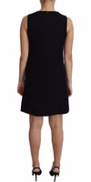 Black Viscose Stretch A-line Shift Mini Dress 1