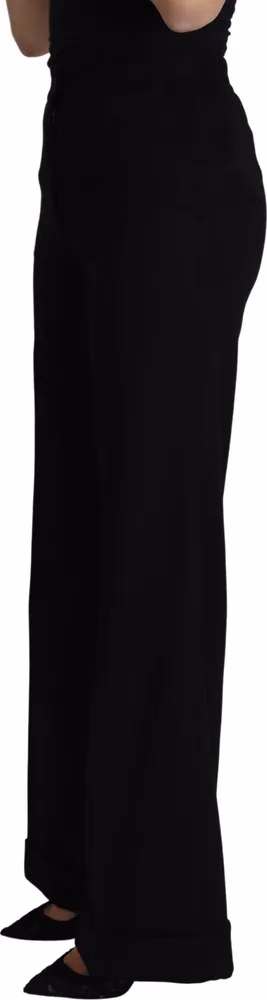 Black Cashmere Wide Leg Women Trouser Pants