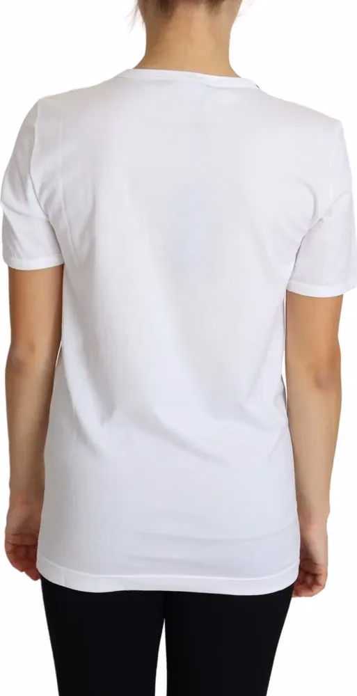 White San Valentino Heart Crystals T-shirt Top