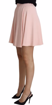 Pink Tuck Pleat Flare A-line Mini Rayon