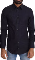 Navy Blue Cotton Formal Dress Shirt 3
