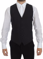 Gray Wool Stretch Dress Blazer Vest 1