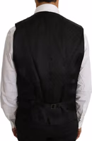 Black Solid Wool Silk Vest 3