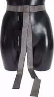 Black Silk Clear Crystal Bow Waist Belt 1