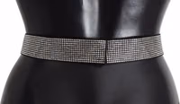 Black Silk Clear Crystal Bow Waist Belt 4